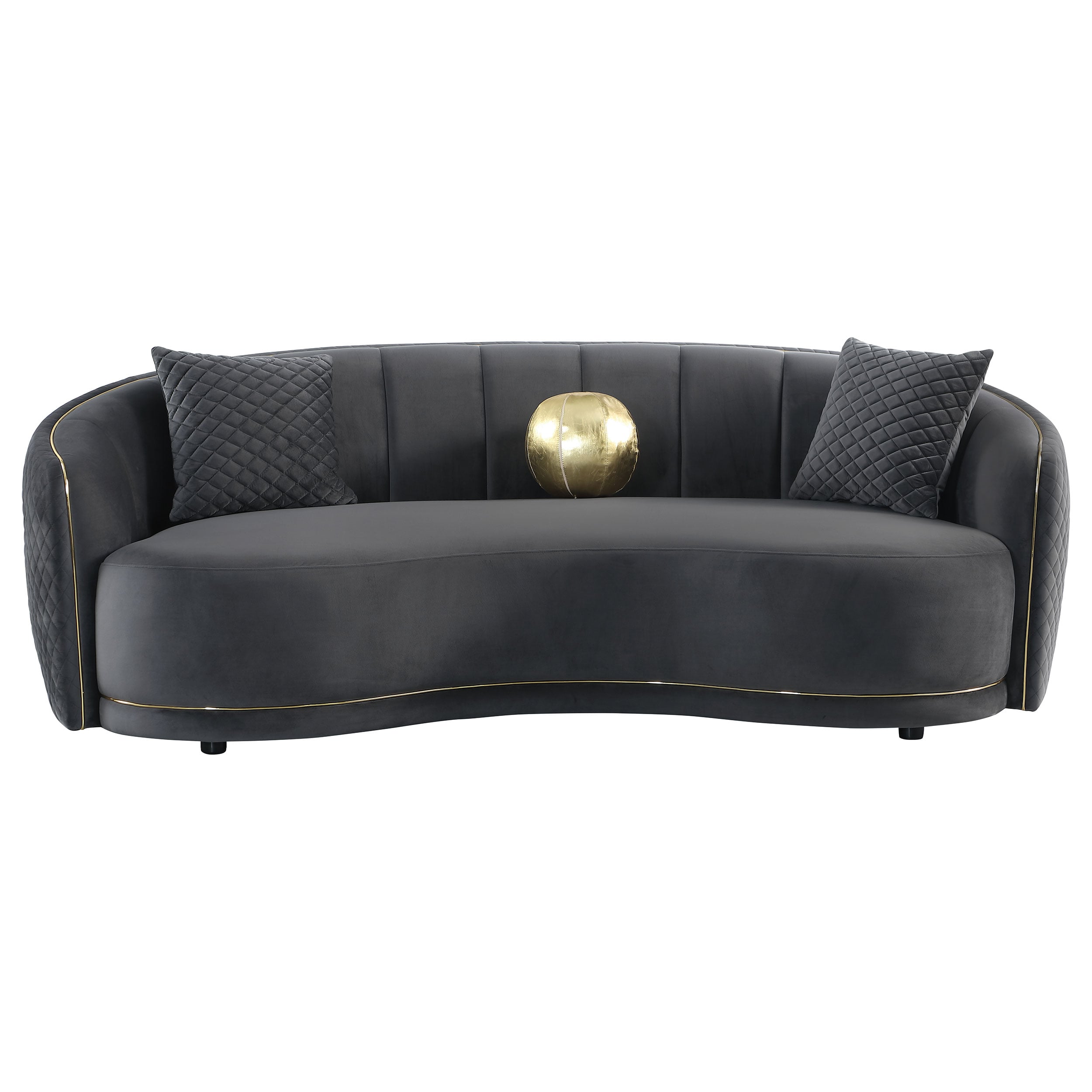 BROOKS GREY AND GOLD CURVED, | SOFA AND LOVE