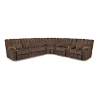 Casual Reclining Sectional with Drop-Down Table and Cupholders