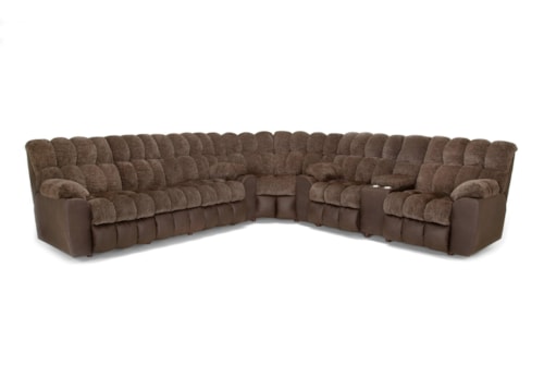 Casual Reclining Sectional with Drop-Down Table and Cupholders