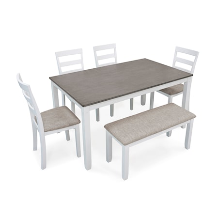 Dining Table and Chairs with Bench Set