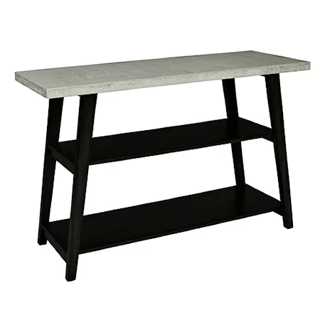 Transitional Console Table with Concrete Textured Top