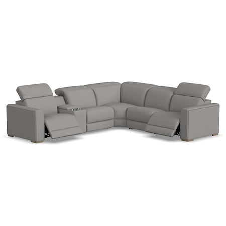 Contemporary 6-Piece Sectional Sofa with Power Headrest