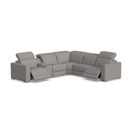 Contemporary 6-Piece Sectional Sofa with Power Headrest