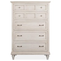 Relaxed Vintage 5-Drawer Chest with Felt-Lined Top Drawer