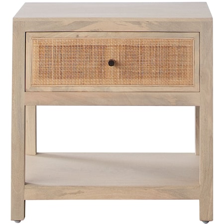 Cottage 1-Drawer Accent Table with Cane Door Fronts