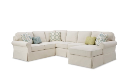 Casual 5-Seat Sectional Sofa with Slipcover