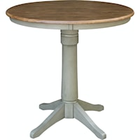 Transitional 36'' Pedestal Table in Hickory/Stone