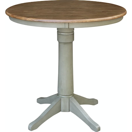 Transitional 36'' Pedestal Table in Hickory/Stone