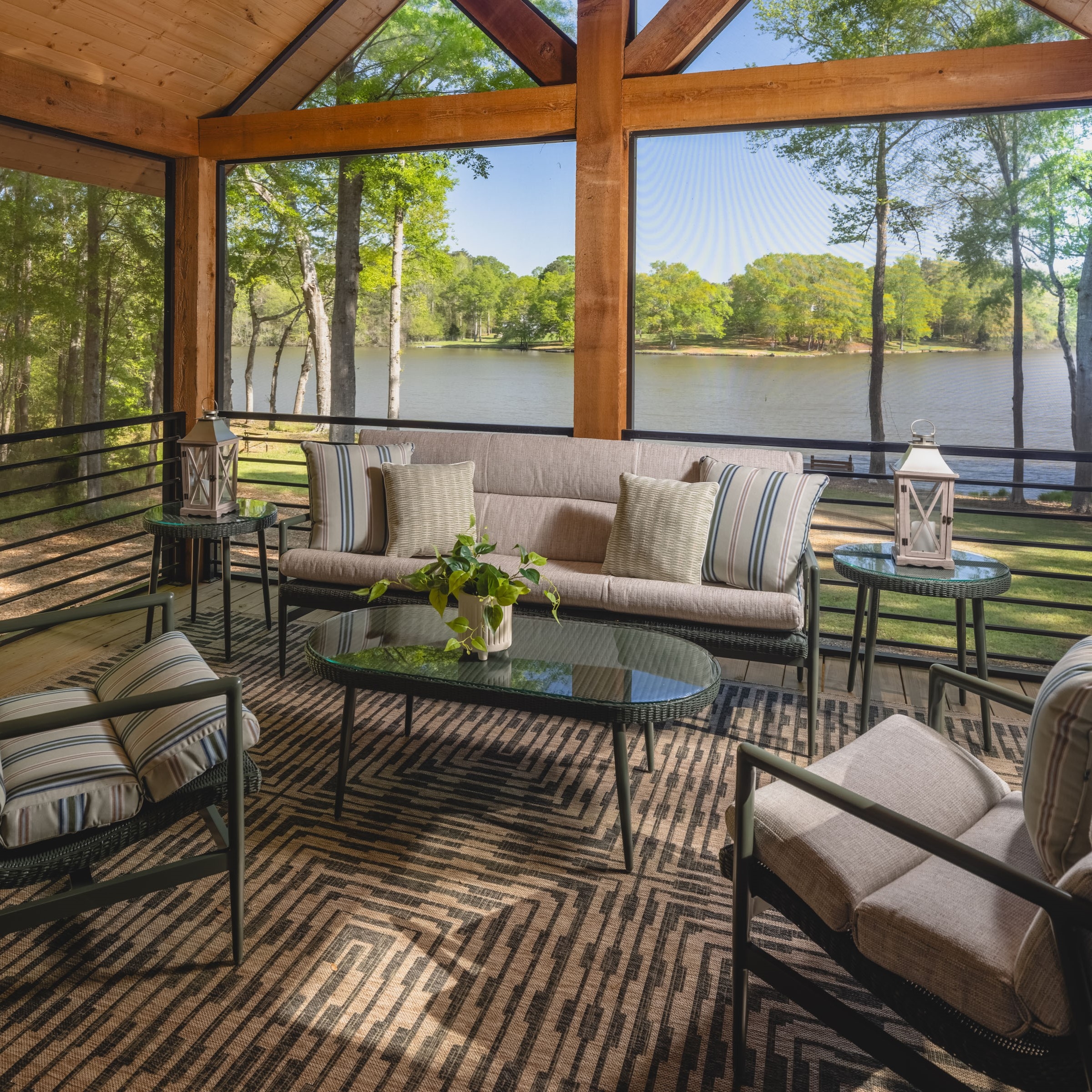 Cushioned Wicker-Seat Sofa