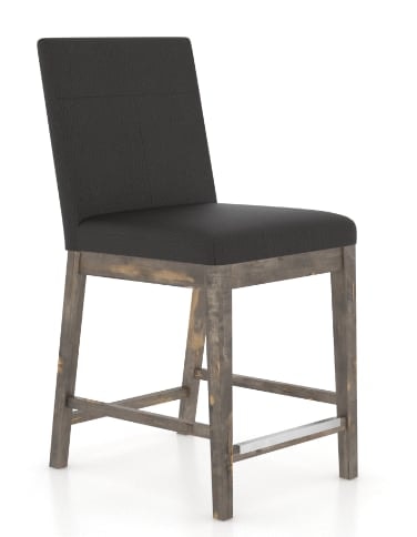 Farmhouse Fixed Stool with Leather Upholstery