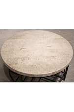 Riverside Furniture Capri Contemporary Round Cocktail Table with Stone Table Top and Open Shelf