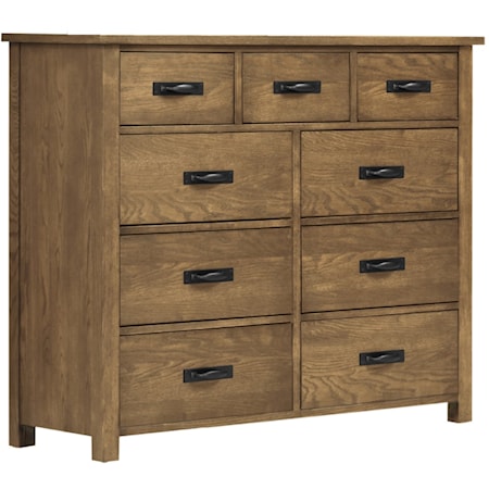 Rustic 9-Drawer Dresser - Medium Brown