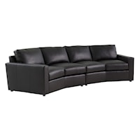 Ashbury 2-Piece Curved Leather Sectional (Chocolate)