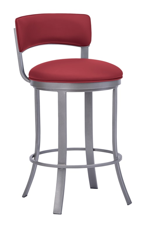 Bali Flat Swivel With Back, No Arms Brush Stainless Steel Barstool With Welt