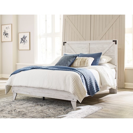 Queen Platform Bed with Panel Headboard