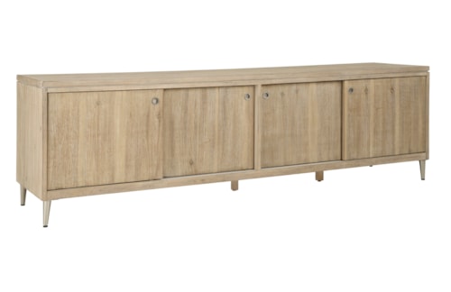 Transitional TV Console Table with Sliding Doors