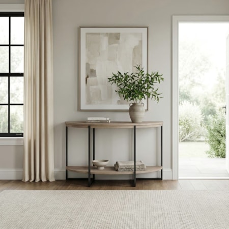 Demilune Console Table w/Open Shelf