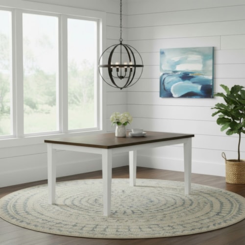 Transitional 60" x 36" Rectangular Two-Tone Dining Table
