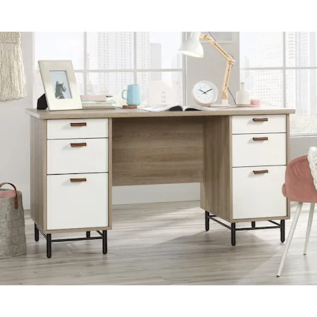Contemporary Executive Desk with File Drawers