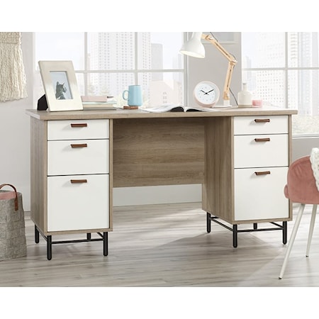 Contemporary Executive Desk with File Drawers