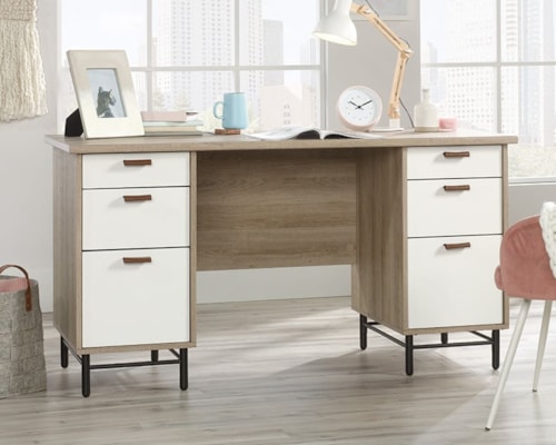 Contemporary Executive Desk with File Drawers