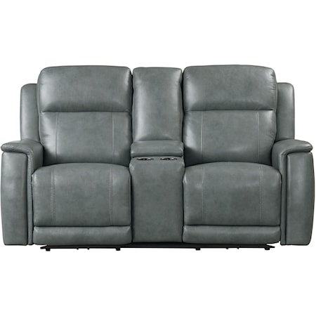 Casual Power Reclining Console Loveseat with Power Headrest and Lumbar