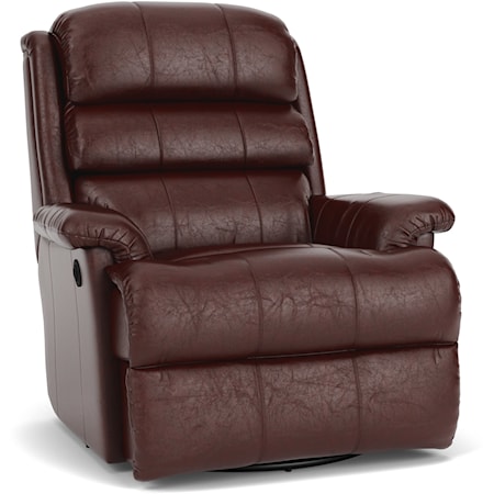 Casual Swivel Gliding Recliner with Channel-Tufted Back Cushion