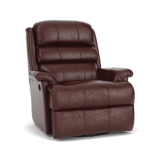 Casual Swivel Gliding Recliner with Channel-Tufted Back Cushion