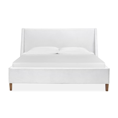 Queen White Upholstered Island Bed