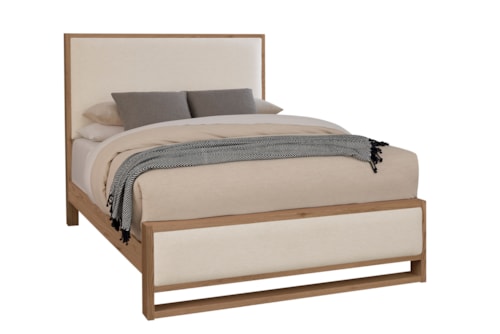 Transitional King Upholstered Panel Bed