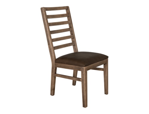 Modern Rustic Ladder Back Dining Chair with Upholstered Seat