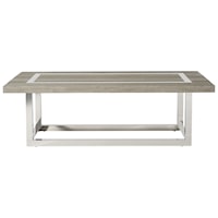 Wyatt Cocktail Table with Stainless Steel Base and Accents