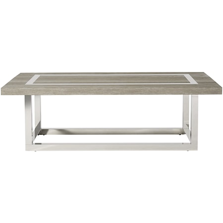 Wyatt Cocktail Table with Stainless Steel Base and Accents