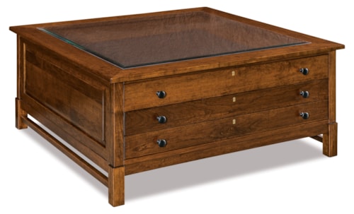 Traditional Signature Cocktail Table with Glass Top