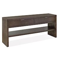 Contemporary 2-Drawer Rectangular Sofa Table with Lower Display Shelf