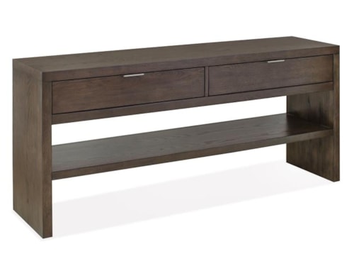Contemporary 2-Drawer Rectangular Sofa Table with Lower Display Shelf