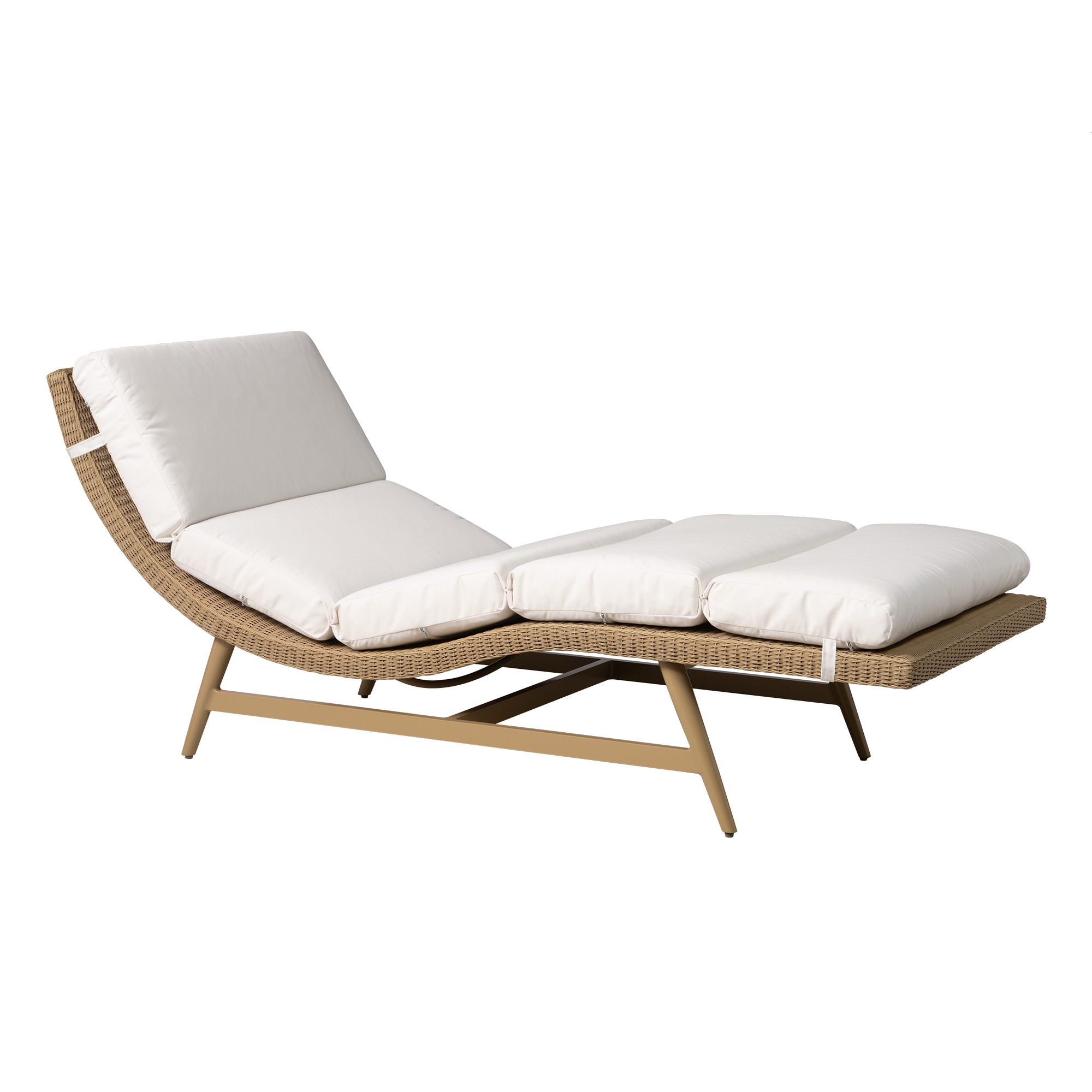 Cushioned Armless Wicker Chaise Sunbed