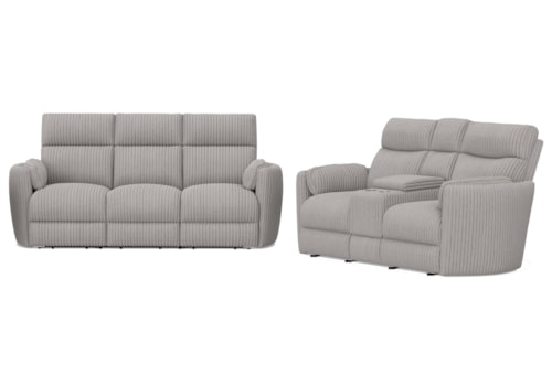 Casual Power Reclining Sofa and Loveseat Set