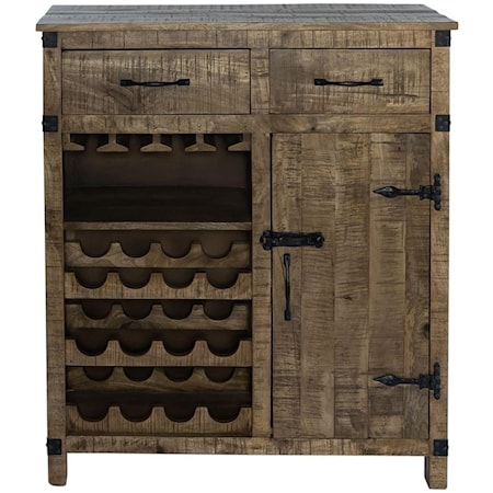 Rustic Wine Accent Cabinet with 12-Bottle Wine Rack