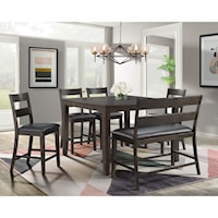 Transitional 6-Piece Counter Table and Chair Set with Bench