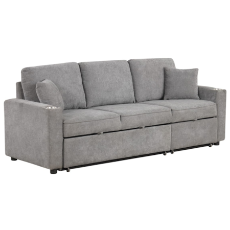 ARMANDO GREY SLEEPER SOFA WITH | CUP HOLDERS