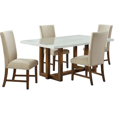 Transitional 5-Piece Dining Table Set