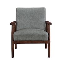 Wood Frame Mid-Century Modern Accent Chair in Gray