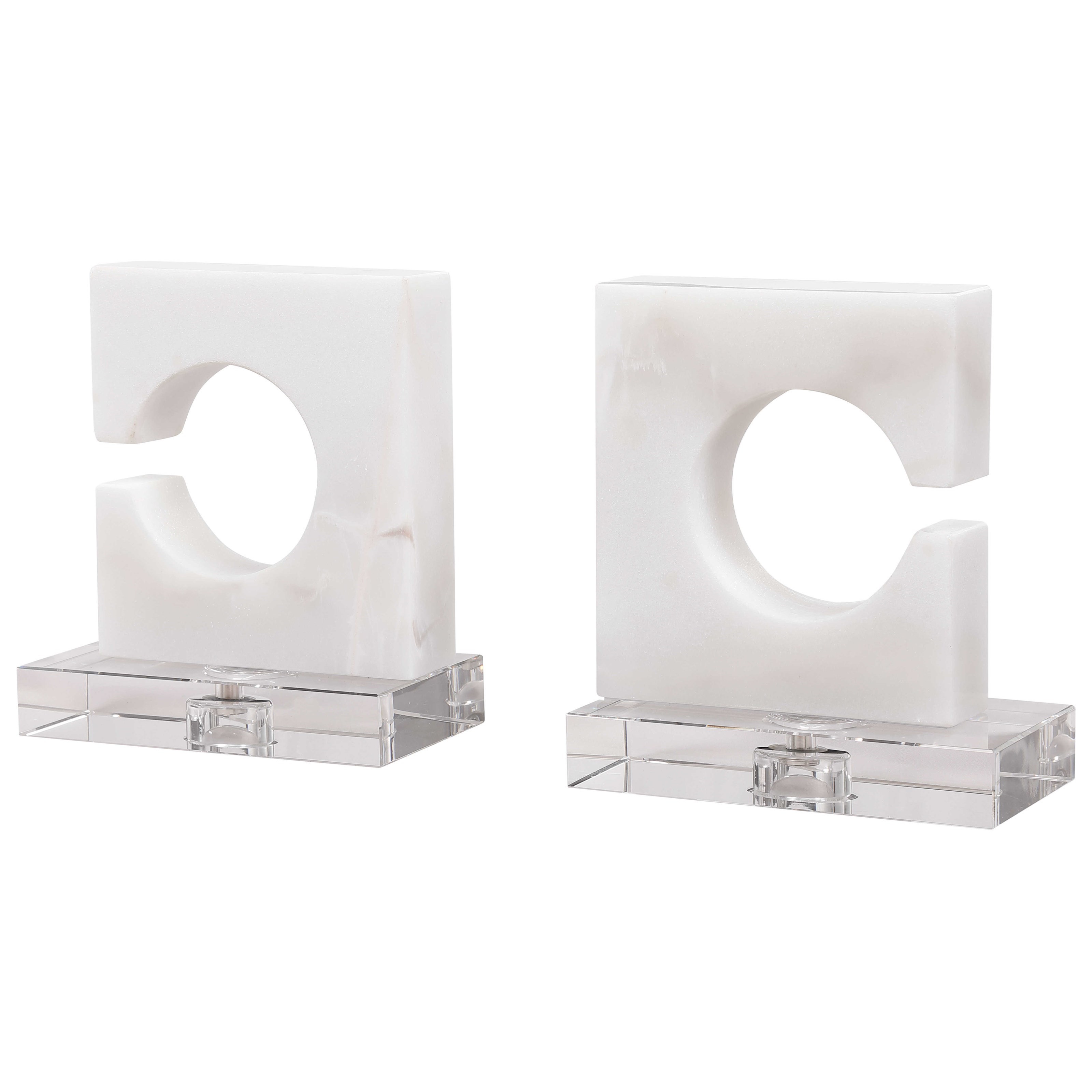White &amp; Gray Bookends, S/2