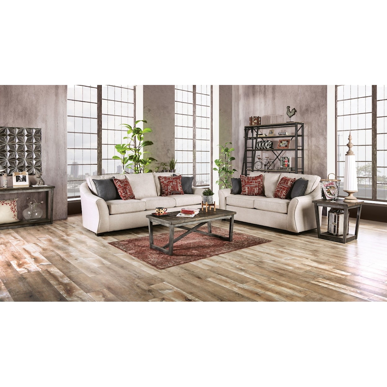 Furniture of America Jarrow Sofa + Loveseat