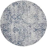 6'  Ivory/Navy Round Rug