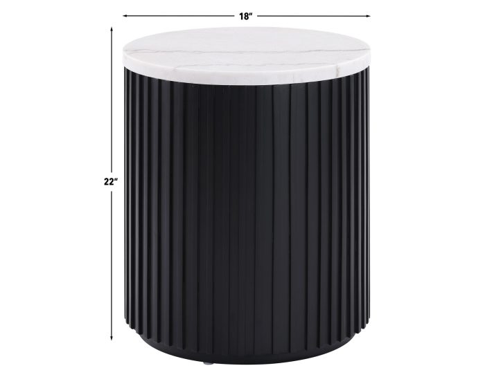 Steve Silver Colvin 18" Round Castered White Marble Coffee Table