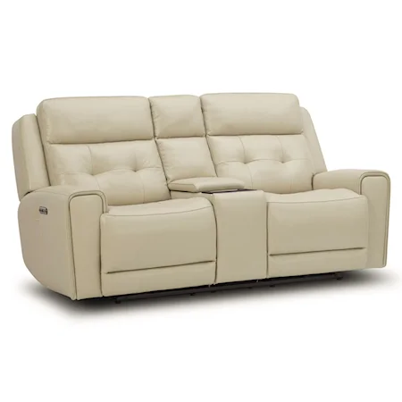 Casual Power Reclining Loveseat with Console and Cupholders