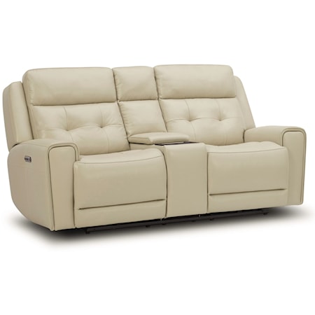 Casual Power Reclining Loveseat with Console and Cupholders
