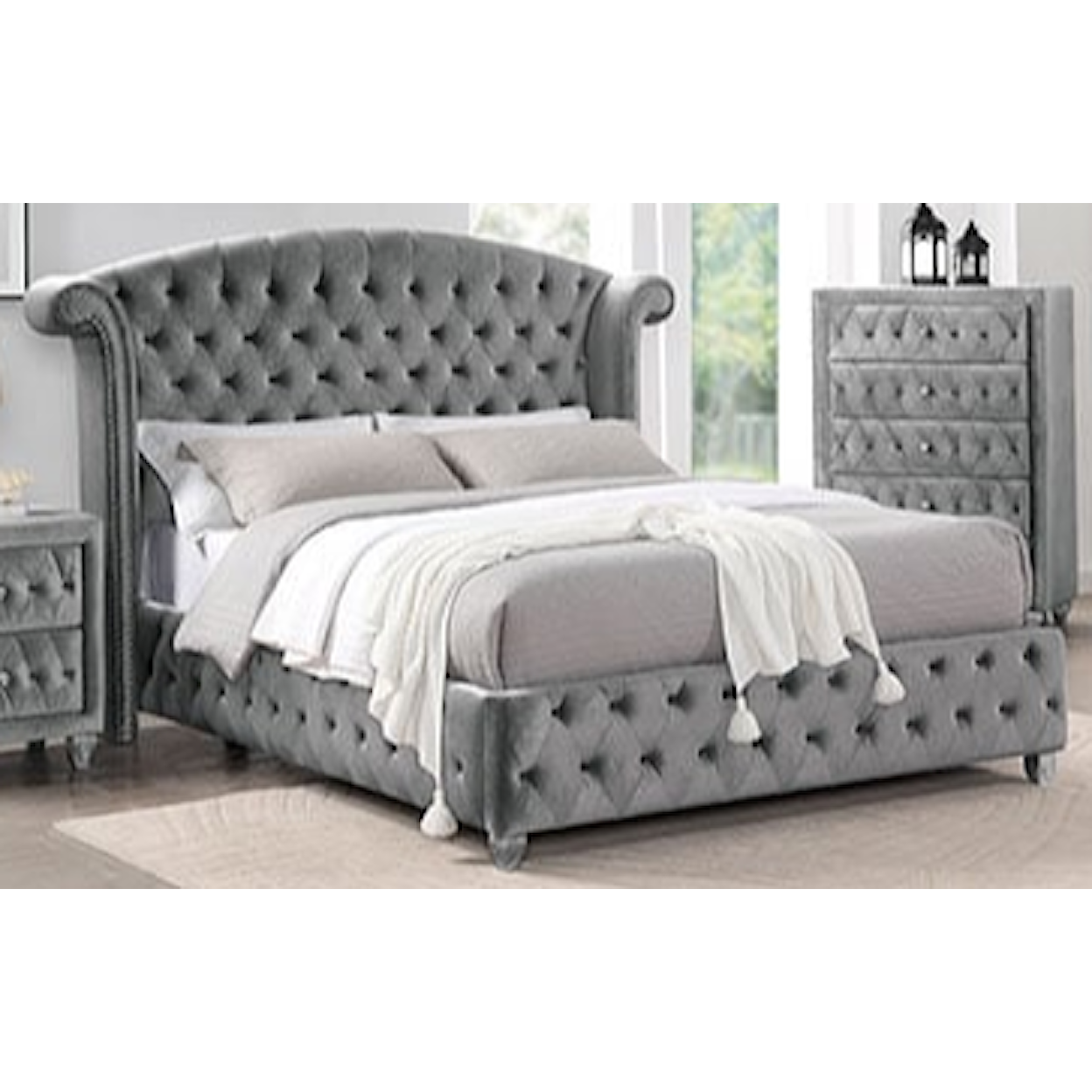 Furniture of America Zohar California King Bed Gray